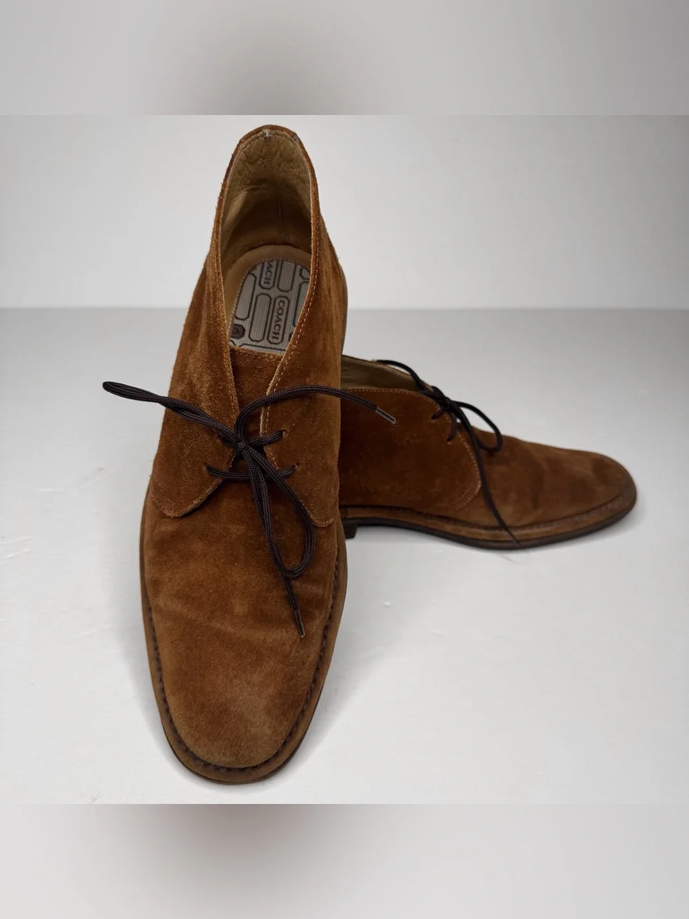 Coach Ace Men's Brown Suede Leather Chukka Boots 8.5 D Made in Italy Preppy Boho